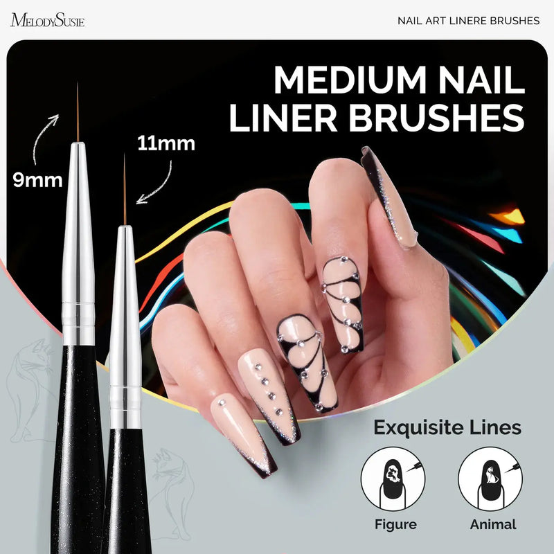MelodySusie Nail Art Liner Brushes Black 5Pcs
