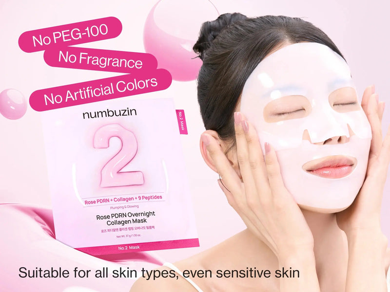 Numbuzin No.2 Rose PDRN Overnight Collagen Mask 4-Pack