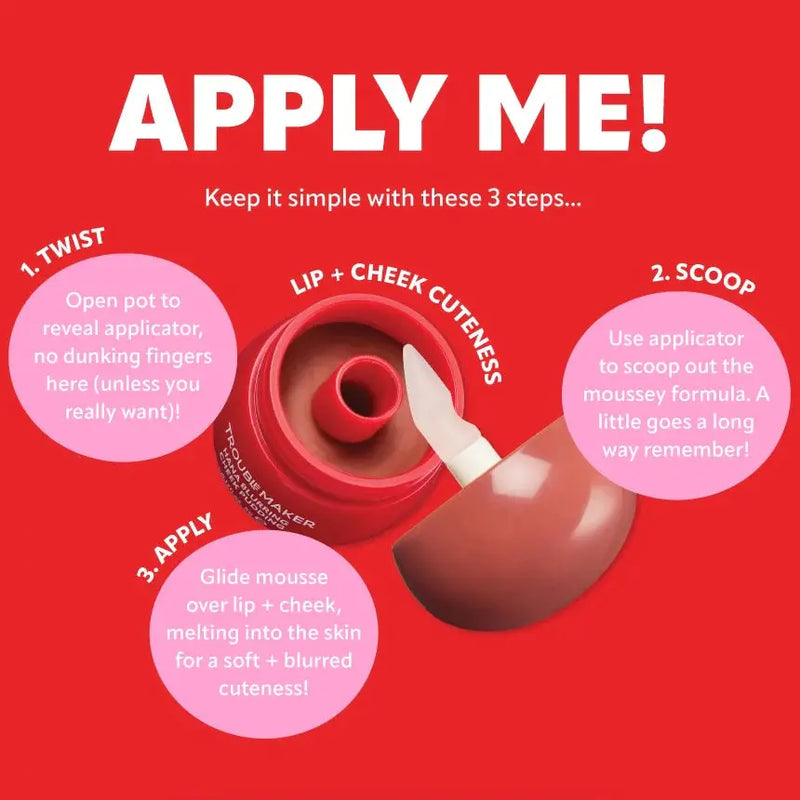 Trouble Maker Little Pudding Blurring Lip & Cheek Mousse Mimi Rose Pink