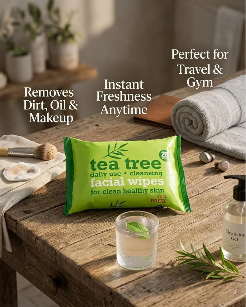 XBC Tea Tree Facial Wipes Twin Pack