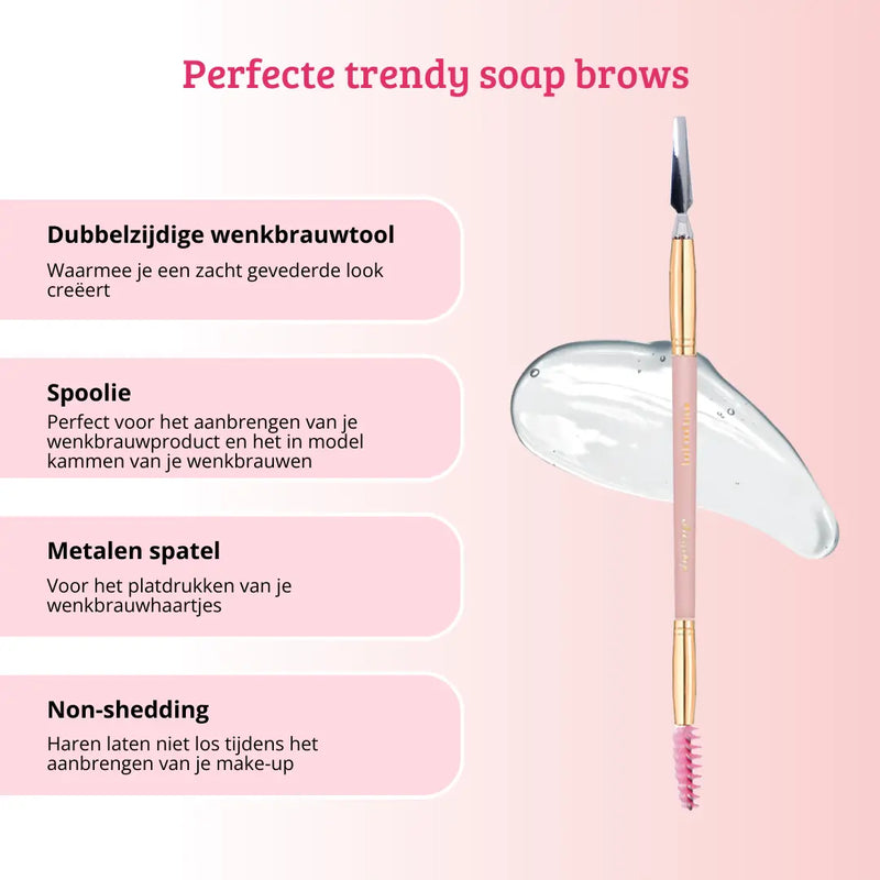 Boozyshop Soft Pink & Gold Brow Sculpting Duo Brush
