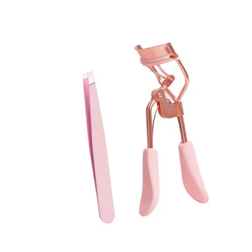 Beauty Creations Eyelash Curler & Tweezer Set Light Pink