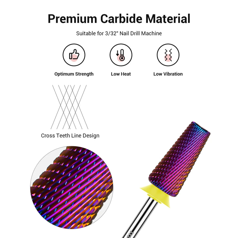MelodySusie 5-in-1 Cross Cut Tungsten Carbide Nail Drill Bits Coarse