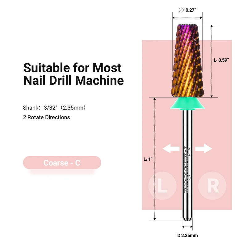 MelodySusie 5-in-1 Cross Cut Tungsten Carbide Nail Drill Bits Coarse