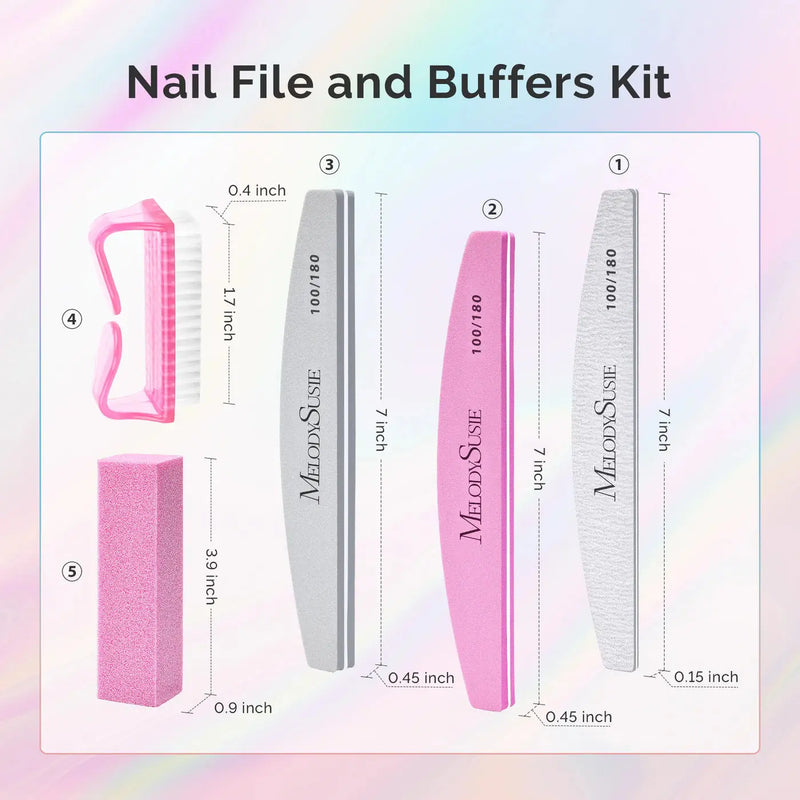 MelodySusie Professional Nail Files & Buffers 100/180 Grit 16Pcs