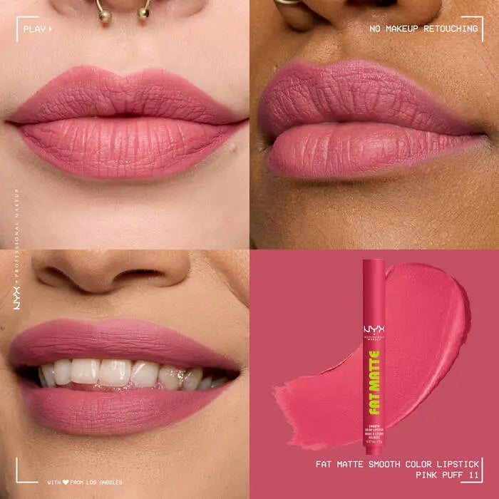NYX Professional Makeup Fat Matte Smooth Color Lipstick Pink Puff