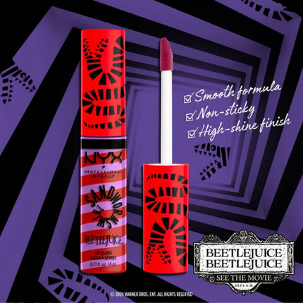 NYX Professional Makeup x Beetlejuice Butter Lip Gloss Sandworm Swirl 03 Purple + Red