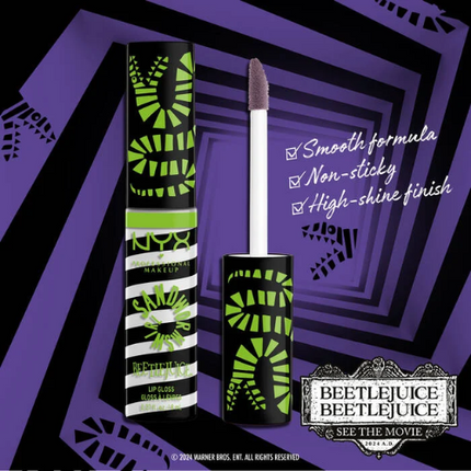 NYX Professional Makeup x Beetlejuice Butter Lip Gloss Sandworm Swirl 04 Black + White