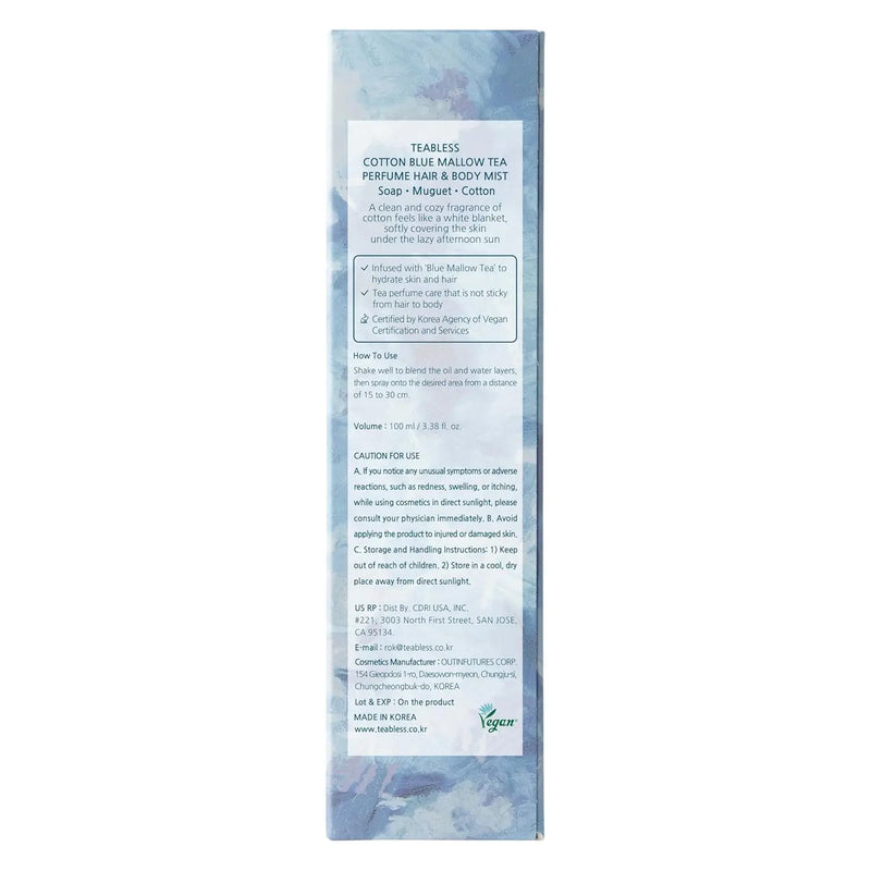 Teabless Cotton Blue Mallow Tea Perfume Hair & Body Mist