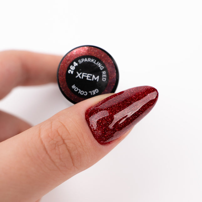 XFEM Hybrid UV/LED Gel Polish 264 Sparkling Red