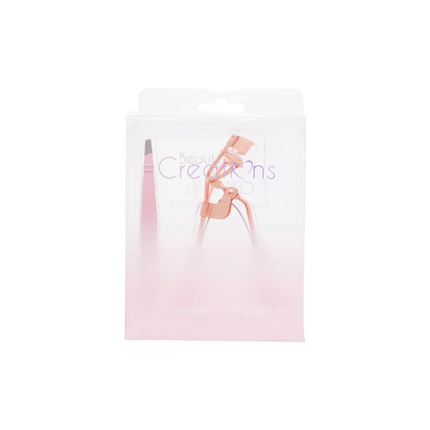 Beauty Creations Eyelash Curler & Tweezer Set Light Pink