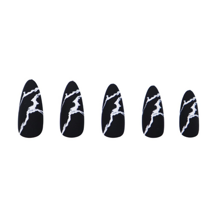 Boozyshop Press On French Nails Black Marble