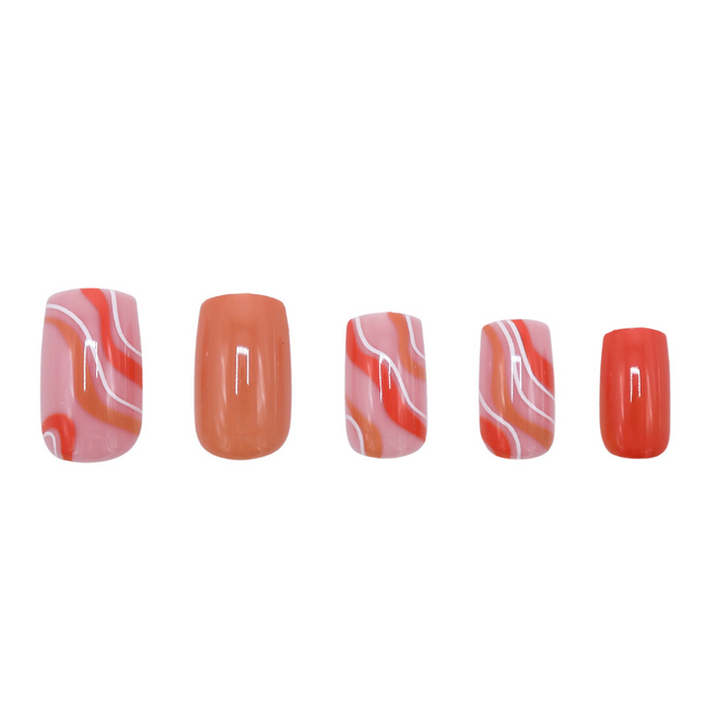 Boozyshop Press On French Nails Orange Waves