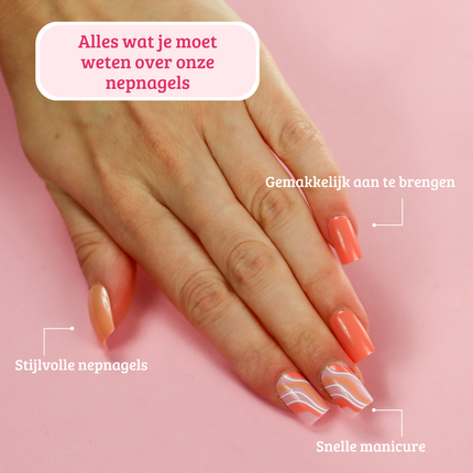 Boozyshop Press On French Nails Orange Waves