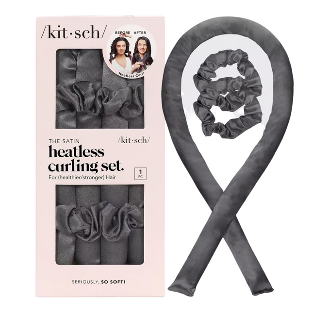 Kitsch The Satin Heatless Curling Set Charcoal