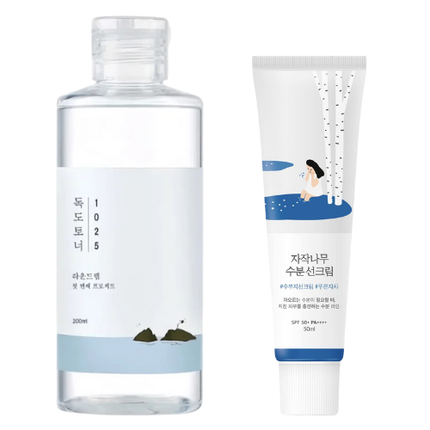 Round Lab 1025 Dokdo Toner + Birch Juice Moisturizing Sunscreen Set SPF50+