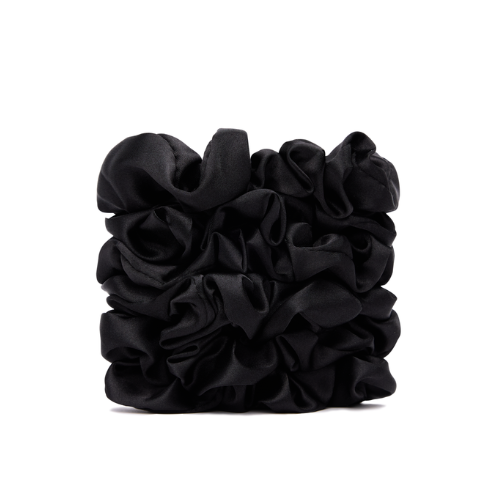 Veganboost Big Satin Scrunchies Black 6 Pieces