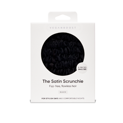 Veganboost Small Satin Scrunchies Black